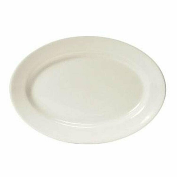 Tuxton China Nevada 15.38 in. x 11 in. Rolled Edge Oval Platter - American White - 6 pcs TRE-042